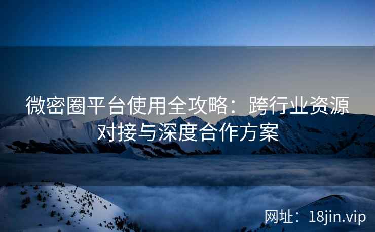 微密圈平台使用全攻略：跨行业资源对接与深度合作方案