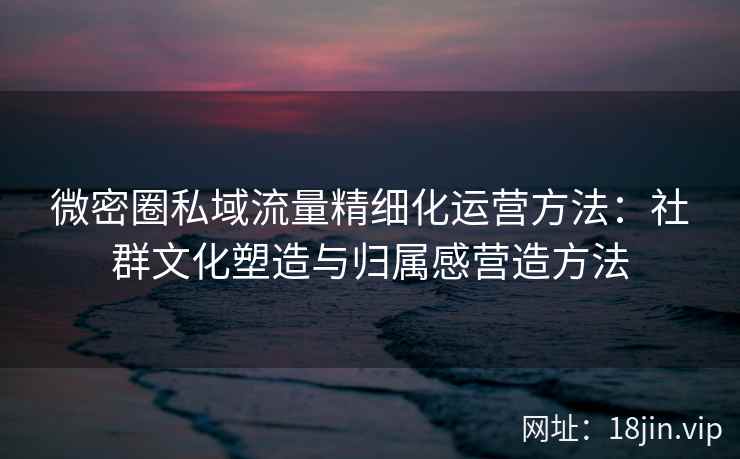 微密圈私域流量精细化运营方法：社群文化塑造与归属感营造方法
