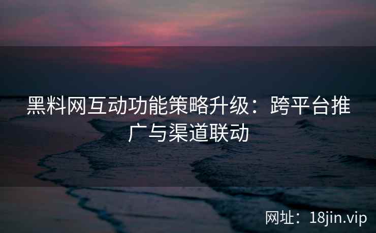 黑料网互动功能策略升级：跨平台推广与渠道联动