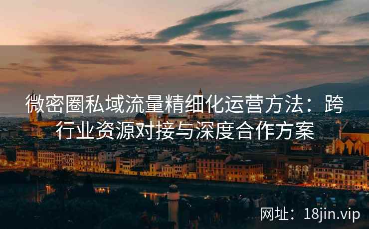 微密圈私域流量精细化运营方法：跨行业资源对接与深度合作方案