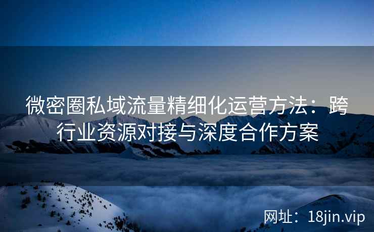 微密圈私域流量精细化运营方法：跨行业资源对接与深度合作方案