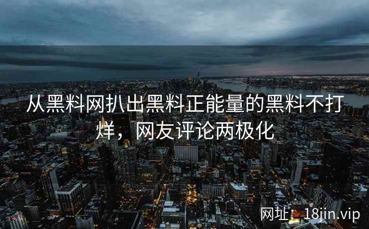 从黑料网扒出黑料正能量的黑料不打烊，网友评论两极化