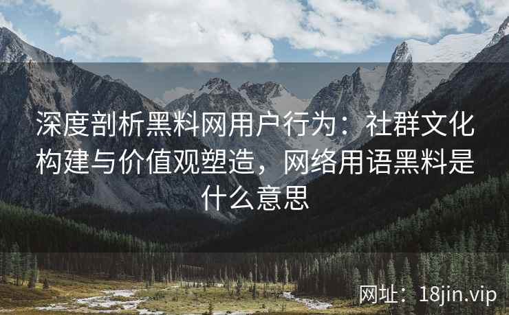 深度剖析黑料网用户行为：社群文化构建与价值观塑造，网络用语黑料是什么意思