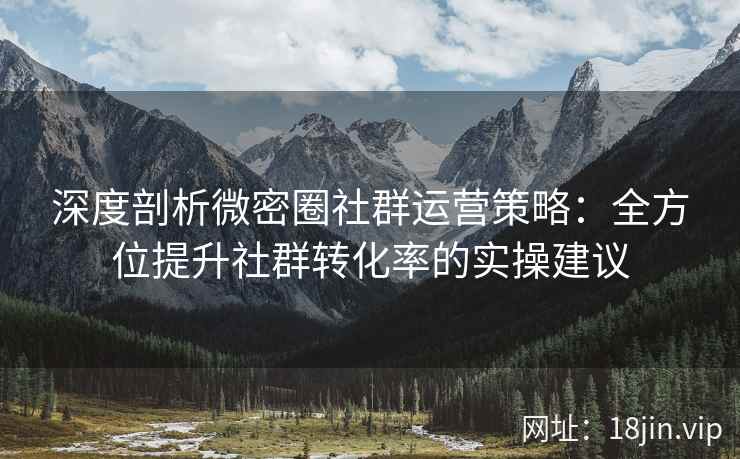 深度剖析微密圈社群运营策略：全方位提升社群转化率的实操建议