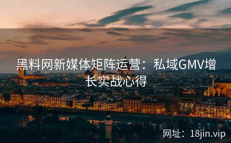 黑料网新媒体矩阵运营：私域GMV增长实战心得