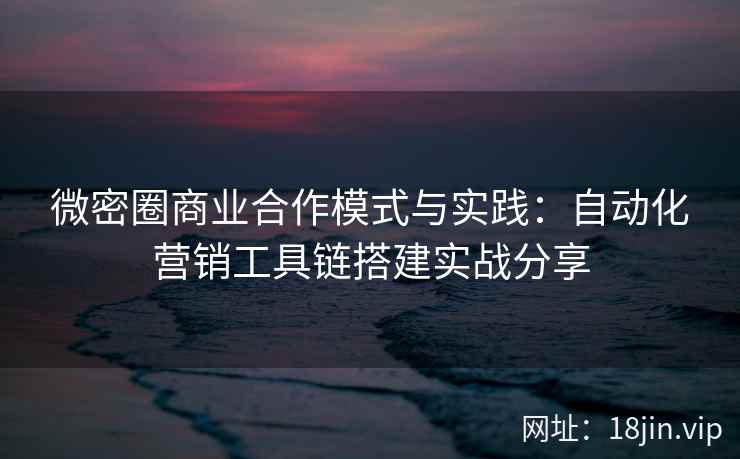 微密圈商业合作模式与实践：自动化营销工具链搭建实战分享